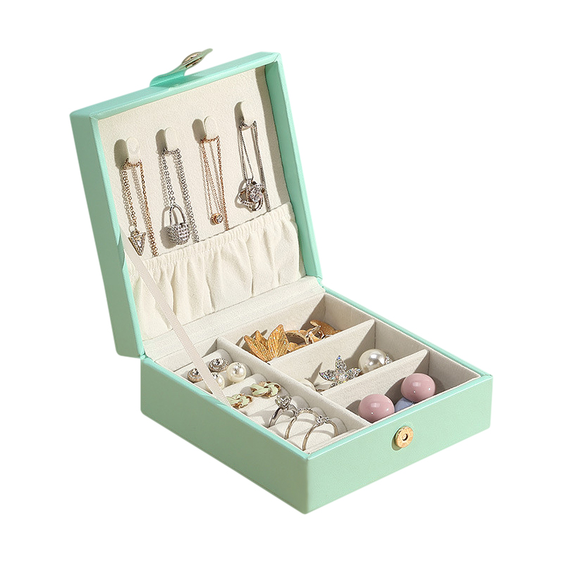 Portable Eco Friendly Mint Green Best Jewelry Storage Box with Protective Lining